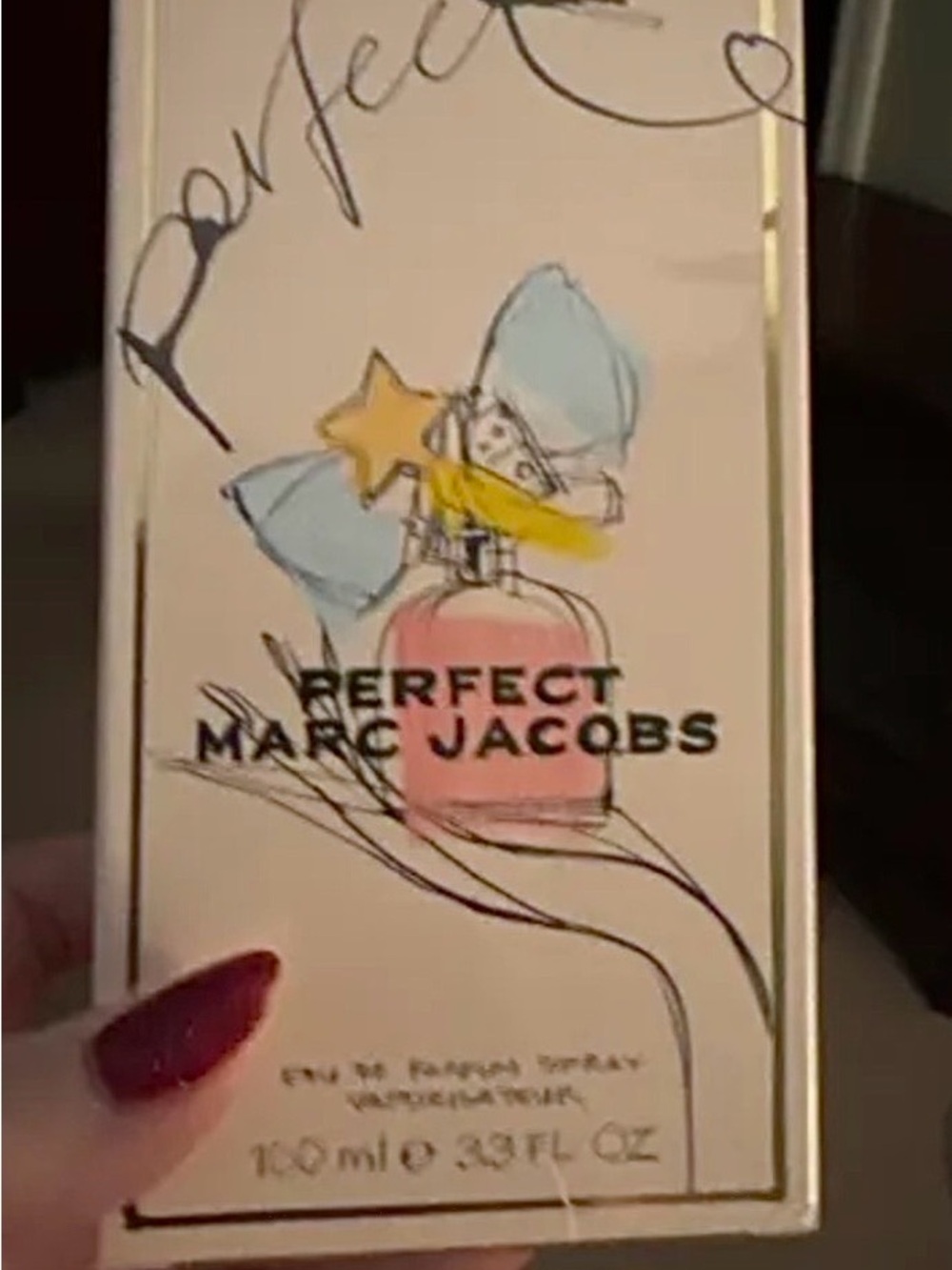 Marc Jacobs Perfect Perfume Box — Pink Bottle with Blue Bow